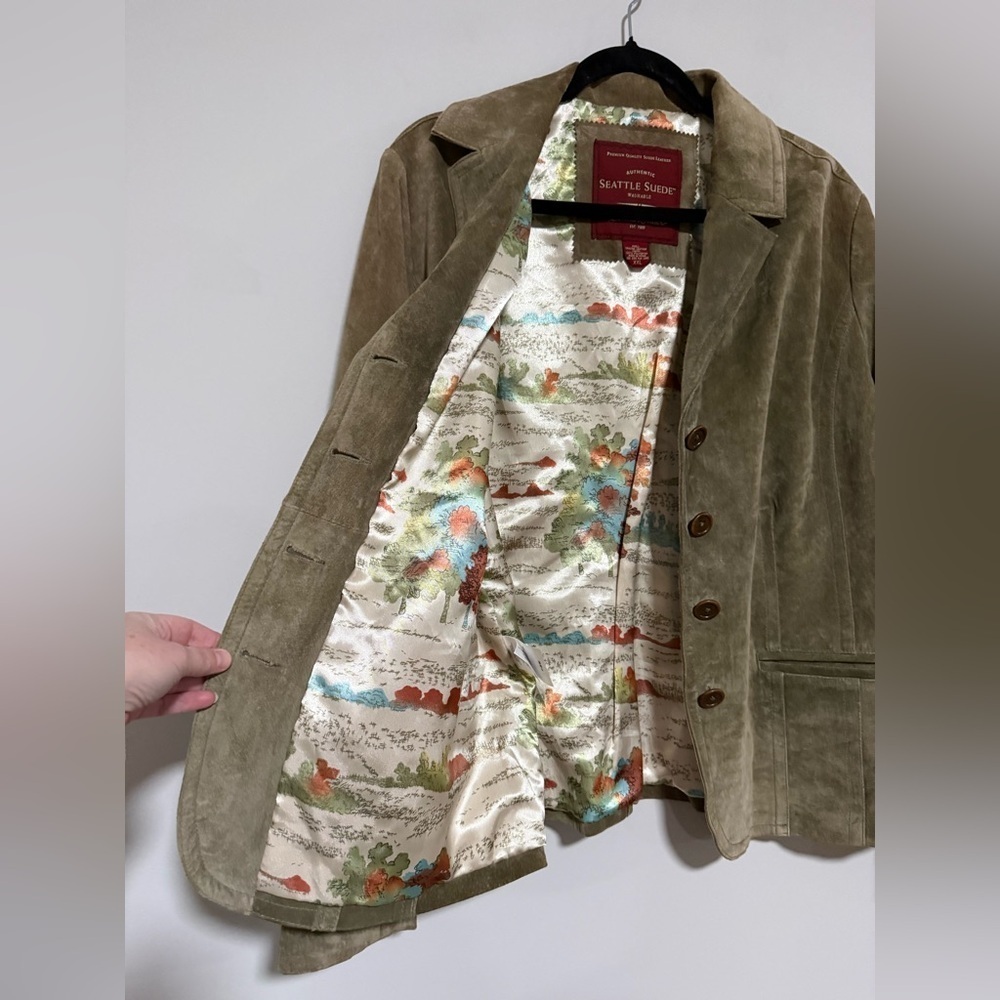 Eddie Bauer Women's Seattle Suede Tan Blazer Size XXL Washable Western Boho - Picture 7 of 12